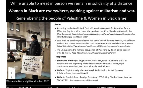 Text on situation in Palestine; support for WiB Israel