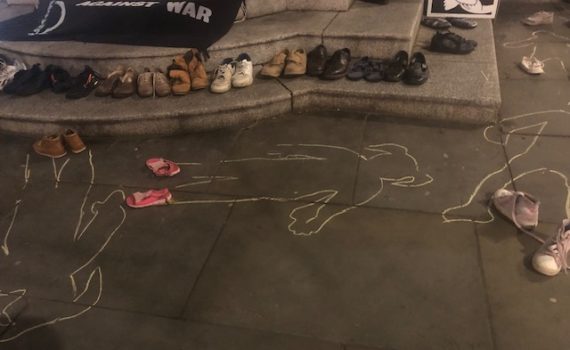 Vigil with symbolic shoes of the dead