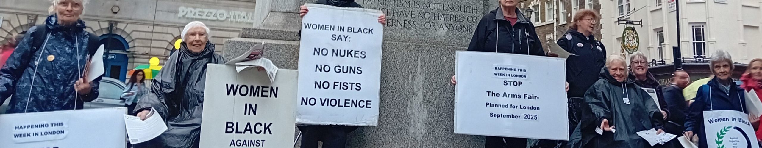 WiB vigil calling for Protest at the DSEI Arms Fair